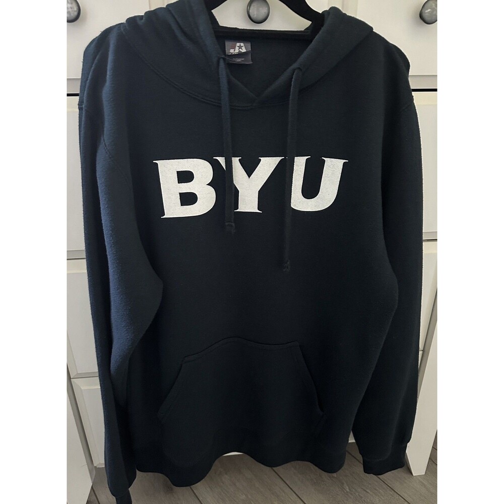 J America BYU Cougars Hoodie Sweatshirt Mens XL Black Pullover Brigham Young